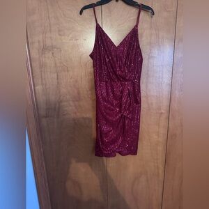 Grace Karin Burgundy Sequin Mini Dress
